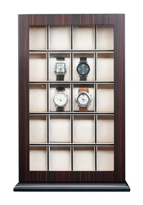 20 Fächer Ebenholz Holz Uhren Display Hänge Aufbewahrungsbox Ständer für übergroße Uhren - Bild 1 von 6