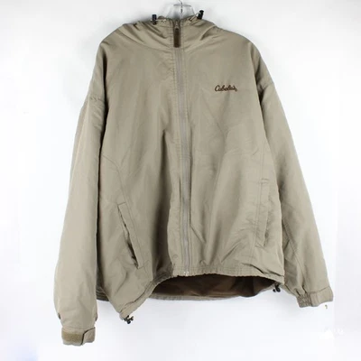 Cabela's Beige Fleece-Lined Hooded Zip-Up Jacket Men's Size 2XL - Image 1 of 4