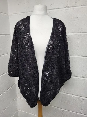 Elvi Black Lace Sequin Open Cardigan Batwing Sleeve. Size 20 BNWT.PW2007351 - Image 1 of 4