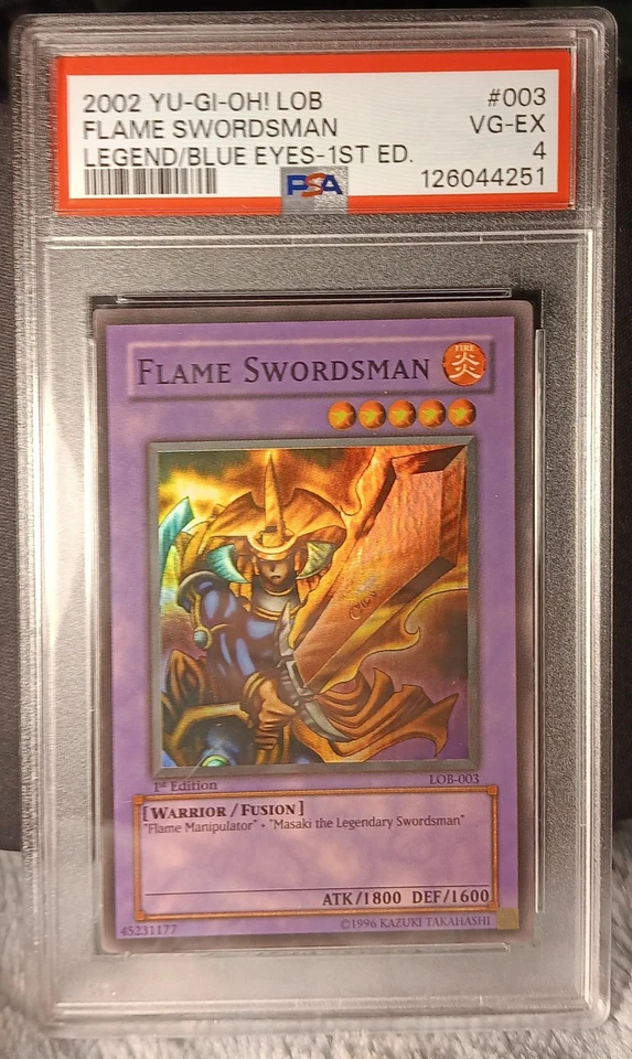 1st Edition Flame Swordsman LOB-003 Yu-Gi-Oh Legend of Blue Eyes White Dragon - Image 1 of 2