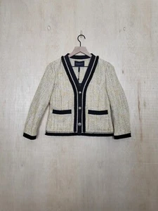 Women's Size:XS BCBGMAXAZRIA Tweed Button Up Blazer Yellow Multicolor - Picture 1 of 13
