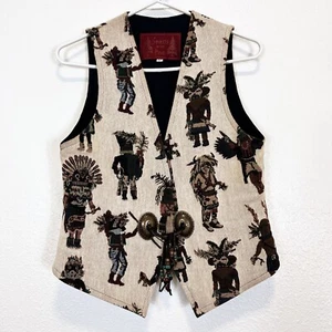 Chaleco Kachinas Pueblo Mediano Arte Occidental Artesanal '93 Espíritus del Pino - Imagen 1 de 6