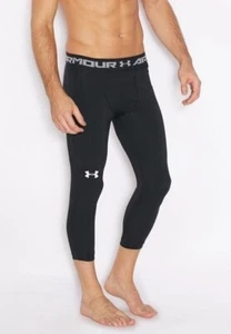 Under Armour Men's HeatGear 3/4 Compression Leggings Black 1264005 NEW - Picture 1 of 4