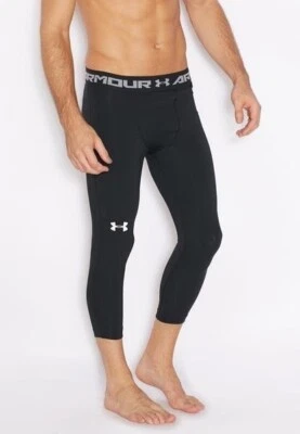 Under Armour Men's HeatGear 3/4 Compression Leggings Black 1264005 NEW - Image 1 of 4