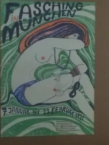 ORIGINAL PLAKAT MÜNCHEN 1971 FASCHING MÜNCHEN ENTWURF VENEDY PERA DRUCK POP ART - Bild 1 von 6