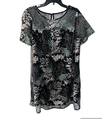 Lane Bryant Dress Womens Plus sz 18/20 Swing emroidered Floral Mesh Romantic New - Image 1 of 4