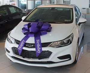 30" Big Purple "Happy Birthday" Magnetic Car Bow - Made In USA - Picture 1 of 1