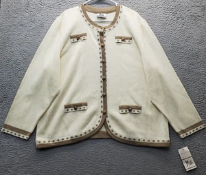 Cárdigan vintage Mita para mujer 3X multi tejido manga larga cuello redondo botón delantero - Imagen 1 de 10