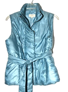 Merona Blue Quilted Insulated Belted Womens Full Zip Puffer Vest Size XXL - Picture 1 of 12