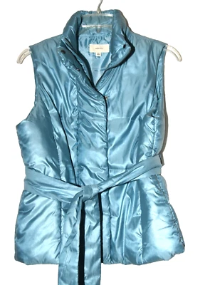 Merona Blue Quilted Insulated Belted Womens Full Zip Puffer Vest Size XXL - Image 1 of 4
