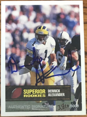 1994 Superior Rookies Autograph Derrick Alexander #60 #’d 3910/5000 - Image 1 of 2