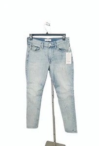HUDSON Mens Zack Skinny Blue Light-wash Paint Splatter Moto Jeans Paci SZ 33 New - Picture 1 of 15