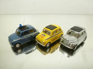 3x KINSMART KINTOY FIAT 500 PULLBACK SPECIAL POLIZIA CHROME- 1:48 - GOOD - 221 - Picture 1 of 6