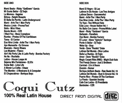 Classic WBMX Chicago Coqui Cutz Latin House Street Mix music style CD - 1 hour Foto 1 de 2