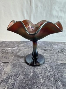 Vintage Fenton Traube und Kabel Karneval Glas Kompott - Bild 1 von 6