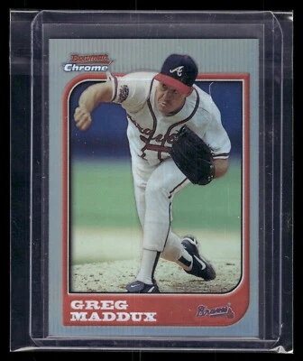 1997 Bowman Chrome переливающаяся карточка No79 Greg Maddux Braves Зал славы - Изображение 1 из 2