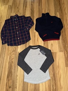 Nautica Chaps GAP Boys 4 4/5 Lot Long Sleeve Shirt Quarter Zip Sweater Plaid - Picture 1 of 7