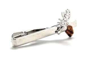 Rentier Krawattenklammer versilbert Karibu Krawattenklammer klassischer Look Krawattennadel Trauzeugen - Bild 1 von 3