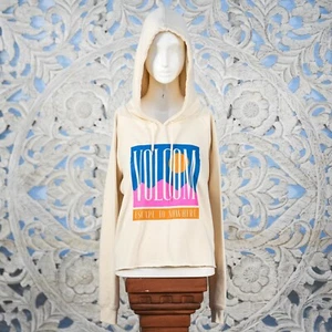 Volcom Girls XL Hoodie Cream Escape To Nowhere Graphic Sweatshirt Cropped - Picture 1 of 10