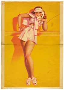 Vintage Tennis Anybody? George Petty PIN-UP (40er Jahre) Cheesecake - Bild 1 von 3
