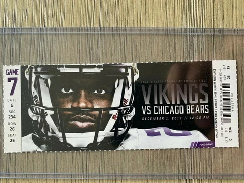 2013 Minnesota Vikings NFL Official Mint Season Ticket Stub - pick any game! Cover
