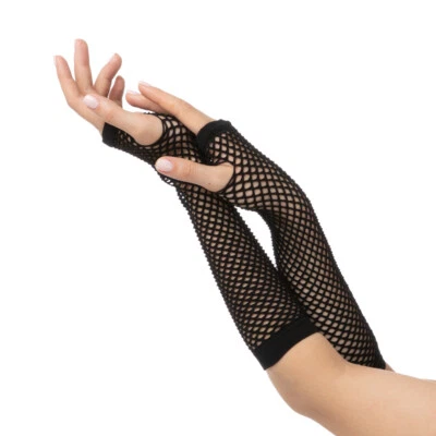 Black Fishnet Gloves goth Emo Fancy Dress Accessories Costume 90s Party Rave