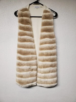 Chaleco de piel sintética para mujer - Calvin Klein - Bronceado y blanco - Talla grande Foto 1 de 4