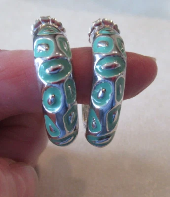 Pendientes de aro Simon Sebbag de plata de ley/esmalte verde Lt nuevos sin etiquetas Foto 1 de 4