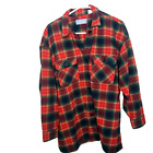 Vintage Thick Wool Flannel Shirt Red Blue Green Plaid Checked Sz L Shacket Chaus