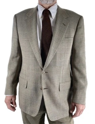Etiqueta de abrigo deportivo Corneliani talla 50 (US ~ 40) pecho 42 Glen a cuadros 2 botones lana seda Foto 1 de 4