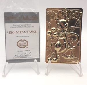 Pokemon 23K Gold Plated Mewtwo Trading Card 1999 Burger King Limited Edition - Picture 1 of 8