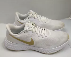 Nike Mujer 11 Revolution 5 Blanco Dorado Swoosh Tenis Tenis Zapatos - Imagen 1 de 22
