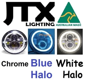 JTX Lighting 7" Chrome LED Headlights - White Halo Changes to Blue - Picture 1 of 7