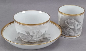 Spode Pattern 557 Bat Print Tea Cup Coffee Can & Saucer Trio Circa 1805-1810 D - Picture 1 of 16
