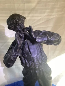 Vintage französische Le Fumeur Spelter Statue Skulptur eines jungen Mannes rauchend 21" - Bild 1 von 15