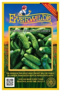 100 Pioneer Hybrid Cucumber Seeds - Everwilde Farms Mylar Seed Packet - Picture 1 of 3