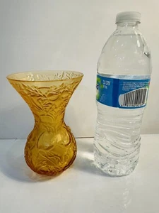 Lalique Crystal Arabesque Amber Vase Mint Condition Gorgeous Color! - Picture 1 of 8