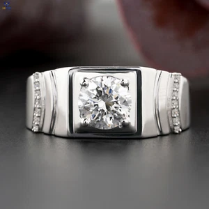 Anillo de moissanita de corte redondo estándar de corte redondo 1,35 TCW piedra oro blanco 10 K - Imagen 1 de 5