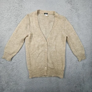 J Crew Cardigan Sweater Womens M Beige Mohair Wool Blend Heritage Academia Prep - Picture 1 of 11