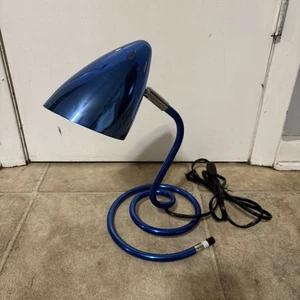 Mid Century Vintage Desk Lamp Atomic Space Age Retro Metallic Blue Cleaned Works - Picture 1 of 7