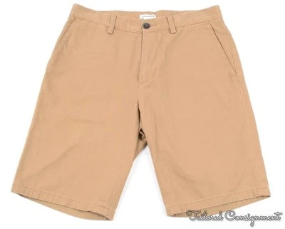 Pantalones Cortos CLUB MONACO Beige Tostado Sarga Clásicos Frente Plano Para Hombre - 30 Foto 1 de 4