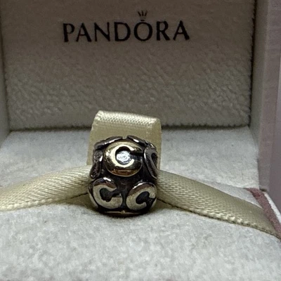 299A EUC AUTH PANDORA SS/14K TWO TONE ALPHABET LETTER C CHARM #790298C RETIRED! - Image 1 of 4
