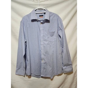 Van Heusen Traveler Mens XL Blue Checkered Long Sleeve Button Down Dress Shirt - Picture 1 of 4