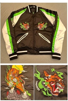 Game Theory Tiger Bomber Jacket Mens Small Gamer Gear Varsity Embroidered - Image 1 of 4
