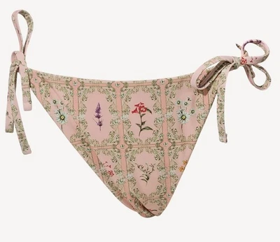 Agua Bendita Womens Floral & Stripe Reversible Side Ties Bikini Bottom L NWOT - Image 1 of 4