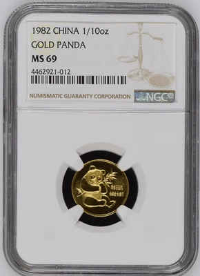 1982 CHINA GOLD PANDA 1/10 oz Gold Panda NGC MS69 MS-69 - Image 1 of 4