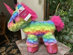 MTY INTERNATIONAL UNICORNO PELUCHE NEON ARCOBALENO STRISCE ROSA PELUCHE 2021 - Foto 1 di 9