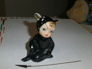 Vintage Halloween Teufel Katze Mädchen Figur wie gefunden mit Speer Alter unbekannt - Bild 1 von 7