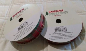 NEW HOLIDAY RIBBON,Two Rolls WIRE EDGE, Red Green Plaid, 1 1/2"X 125 ft. Each - Picture 1 of 8