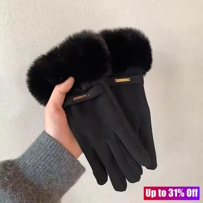 Ladies Women Winter Gloves Touch Screen Fleece Warm Soft Faux Fur Lined Thermal - Image 1 of 4